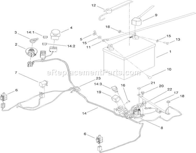 Electrical Assembly Diagram and Parts List for 74365 310000001-310999999 - 2010 Toro Lawn Tractor