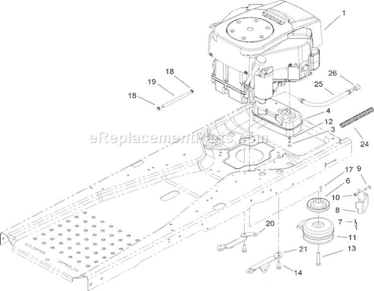 Engine and Clutch Assembly Diagram and Parts List for 74399 270000001-270999999 - 2007 Toro Lawn Tractor