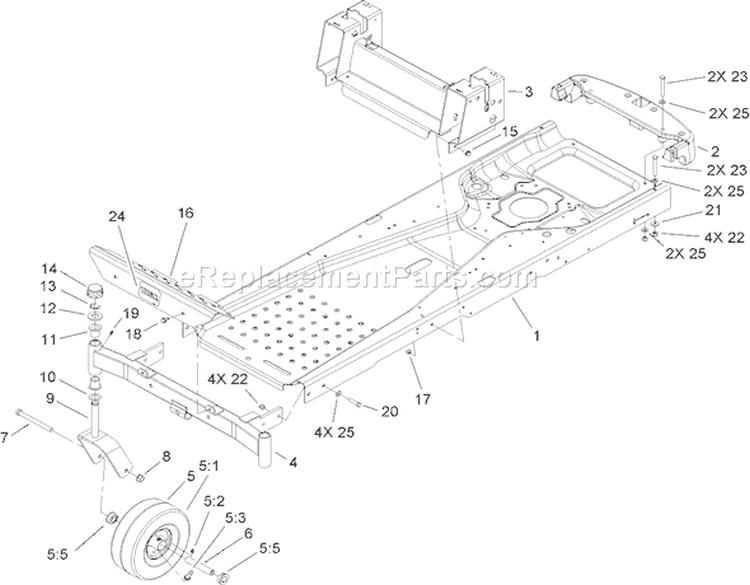 Frame Assembly Diagram and Parts List for 74391 270000001-270999999 - 2007 Toro Lawn Tractor