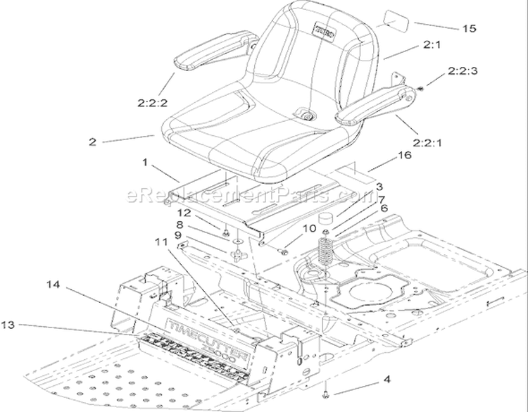 Seat Assembly Diagram and Parts List for 74399 270000001-270999999 - 2007 Toro Lawn Tractor