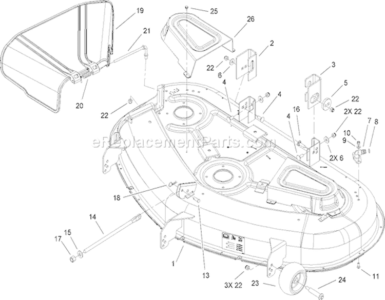 50 Inch Deck Assembly Diagram and Parts List for 74391 270000001-270999999 - 2007 Toro Lawn Tractor