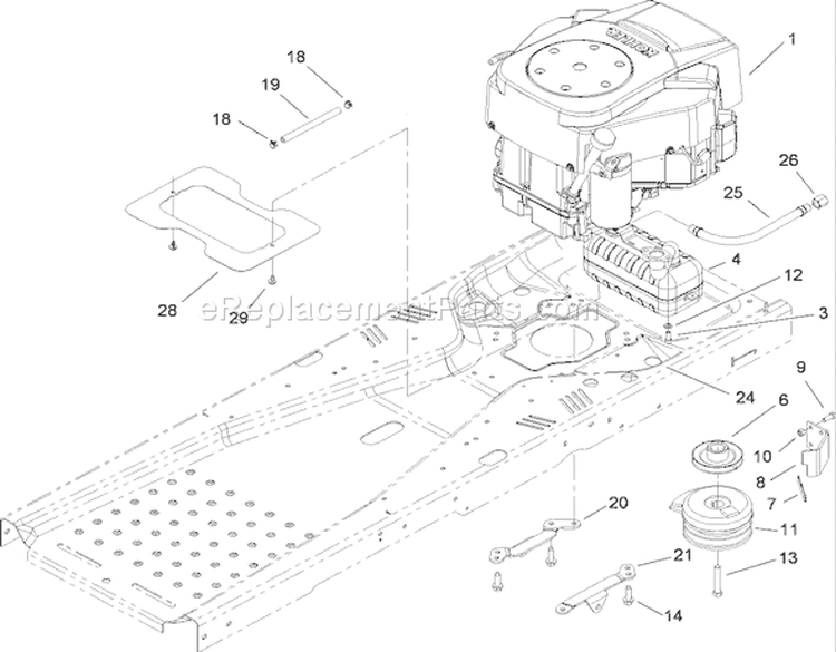 Engine and Clutch Assembly Diagram and Parts List for 74399 280000001-280999999 - 2008 Toro Lawn Tractor