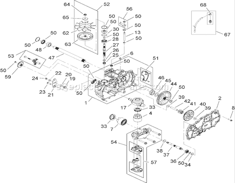 RH Hydro Drive Assembly Diagram and Parts List for 74391 270000001-270999999 - 2007 Toro Lawn Tractor