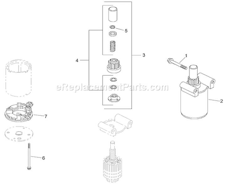 Starter Assembly Diagram and Parts List for 74399 270000001-270999999 - 2007 Toro Lawn Tractor