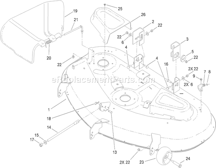 50 Inch Deck and Side Dicharge Assembly Diagram and Parts List for 74399 290000440-290999999 - 2009 Toro Lawn Tractor