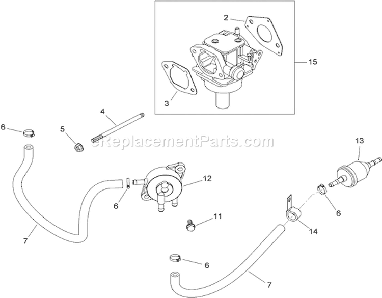 Fuel System Assembly Diagram and Parts List for 74399 290000440-290999999 - 2009 Toro Lawn Tractor