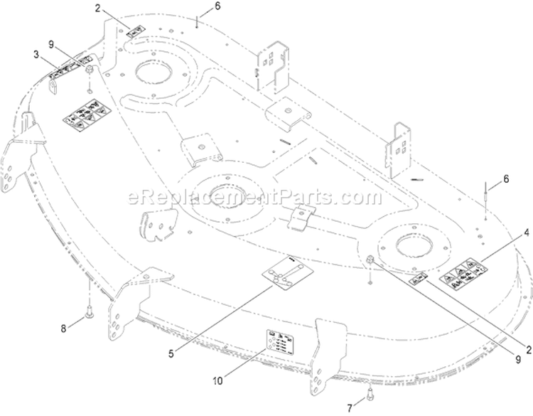 50 Inch Deck Decal Assembly Diagram and Parts List for 74399 290000440-290999999 - 2009 Toro Lawn Tractor