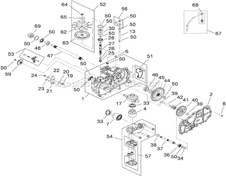 RH Hydro Assembly Diagram and Parts List for 74399 290000440-290999999 - 2009 Toro Lawn Tractor