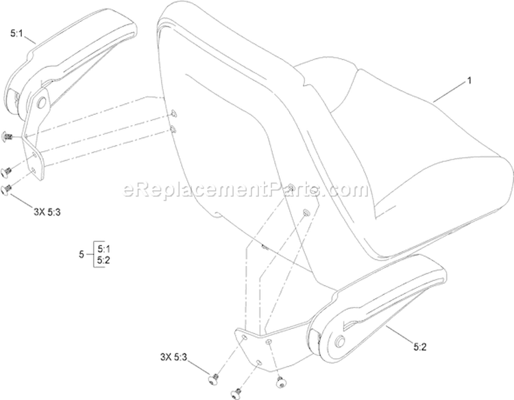 Seat and Armrest Kit Assembly Diagram and Parts List for 74399 290000440-290999999 - 2009 Toro Lawn Tractor