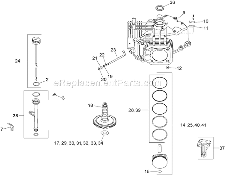 Crankcase Assembly Diagram and Parts List for 74399 290000440-290999999 - 2009 Toro Lawn Tractor