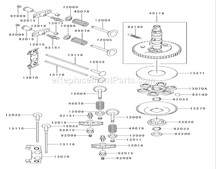 Valve / Camshaft Assembly Diagram and Parts List for 74401 220000001-220999999 - 2002 Toro Lawn Tractor