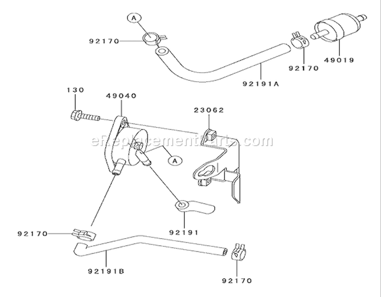 Fuel Tank/Fuel Valve Assembly Diagram and Parts List for 74401 230000001-230999999 - 2003 Toro Lawn Tractor