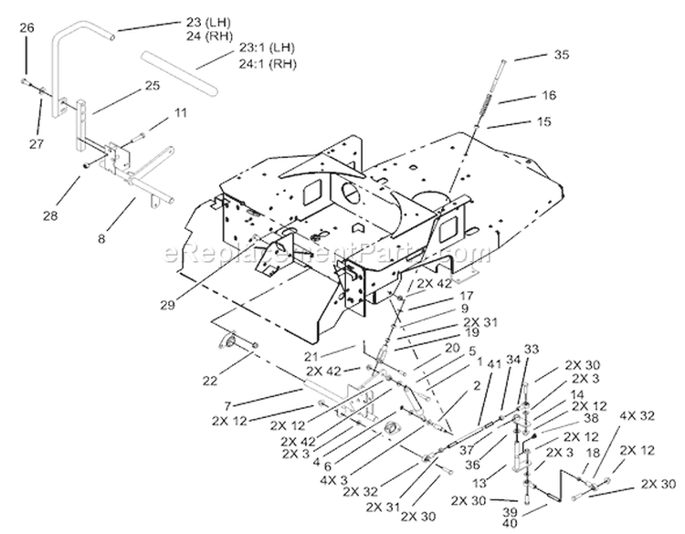 Motion Control Assembly Diagram and Parts List for 74401 230000001-230999999 - 2003 Toro Lawn Tractor