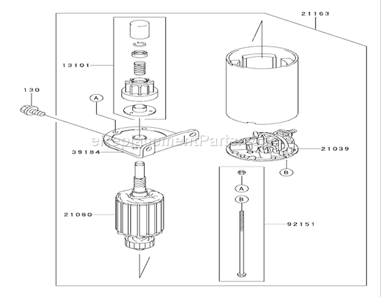 Starter Assembly Diagram and Parts List for 74401 230000001-230999999 - 2003 Toro Lawn Tractor