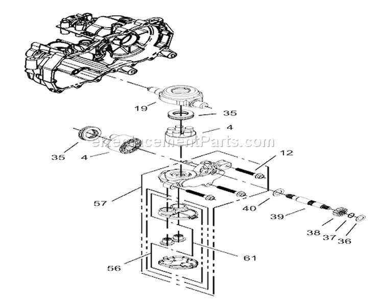 Cylinder Block Assembly LH Hydrostat Diagram and Parts List for 74402 230000001-230999999 - 2003 Toro Lawn Tractor