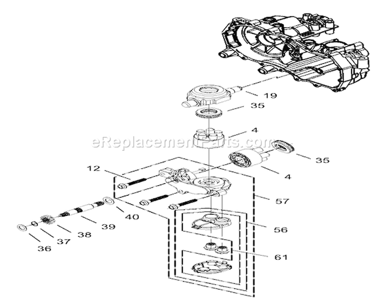 Cylinder Block Assembly RH Hydrostat Diagram and Parts List for 74402 230000001-230999999 - 2003 Toro Lawn Tractor