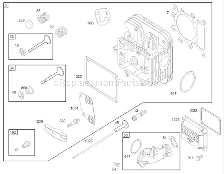 Cylinder Head Assembly Diagram and Parts List for 74402 230000001-230999999 - 2003 Toro Lawn Tractor