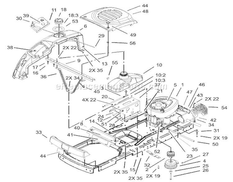Engine Assembly Diagram and Parts List for 74402 230000001-230999999 - 2003 Toro Lawn Tractor