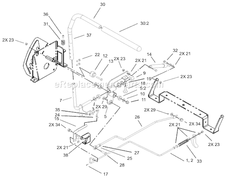 Control Assembly Diagram and Parts List for 74402 230000001-230999999 - 2003 Toro Lawn Tractor