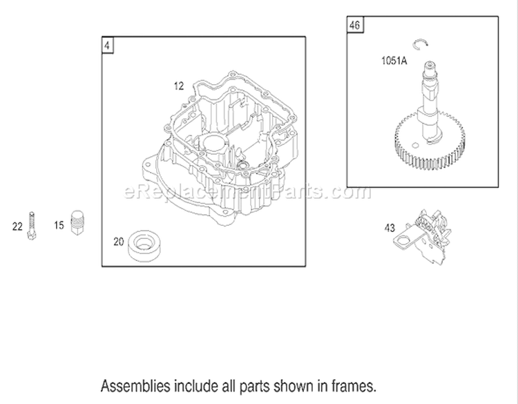 Crankcase Assembly Diagram and Parts List for 74402 230000001-230999999 - 2003 Toro Lawn Tractor