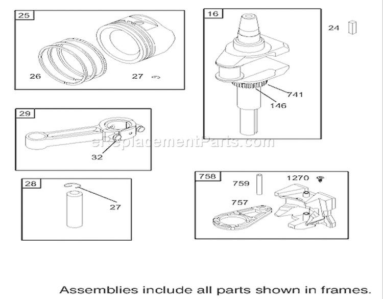 Crankshaft Assembly Diagram and Parts List for 74402 230000001-230999999 - 2003 Toro Lawn Tractor