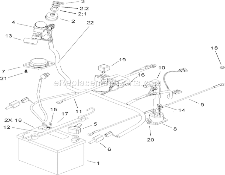 Electrical System Assembly Diagram and Parts List for 74402 240000001-240999999 - 2004 Toro Lawn Tractor