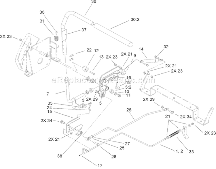 Control Assembly Diagram and Parts List for 74402 240000001-240999999 - 2004 Toro Lawn Tractor