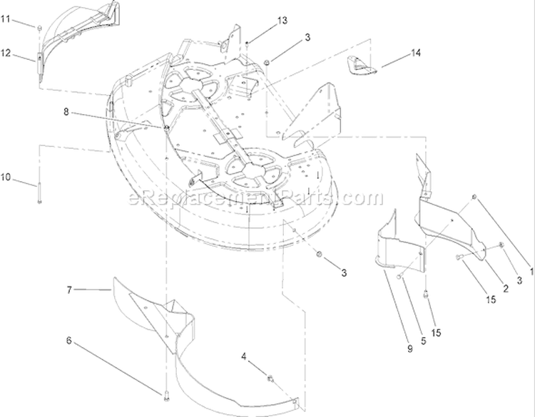 38 Inch Deck Recycler Assembly Diagram and Parts List for 74402 250000001-250999999 - 2005 Toro Lawn Tractor