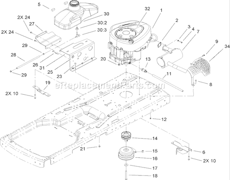 Engine Assembly Diagram and Parts List for 74402 260000001-260999999 - 2006 Toro Lawn Tractor