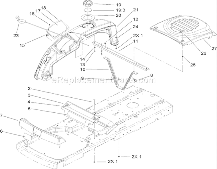 Styling Assembly Diagram and Parts List for 74402 260000001-260999999 - 2006 Toro Lawn Tractor