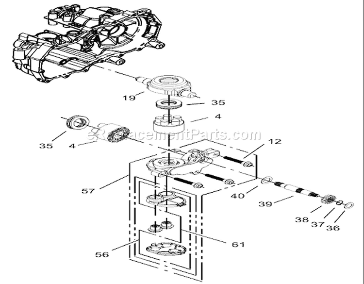 Cylinder Block Assembly LH Hydrostat Diagram and Parts List for 74403 230000001-230999999 - 2003 Toro Lawn Tractor