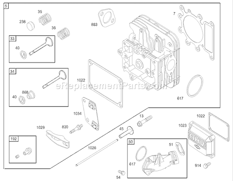 Cylinder Head Assembly Diagram and Parts List for 74403 230000001-230999999 - 2003 Toro Lawn Tractor