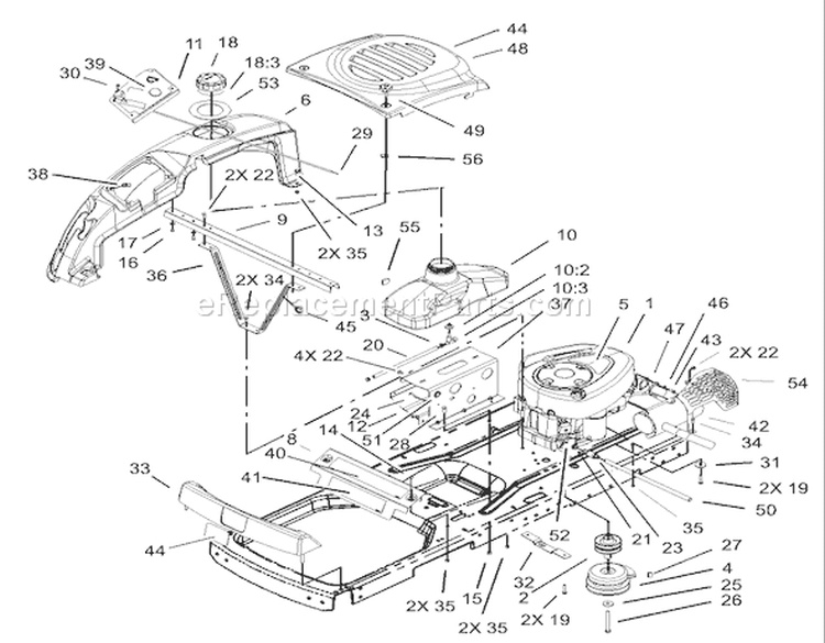 Engine Assembly Diagram and Parts List for 74403 230000001-230999999 - 2003 Toro Lawn Tractor
