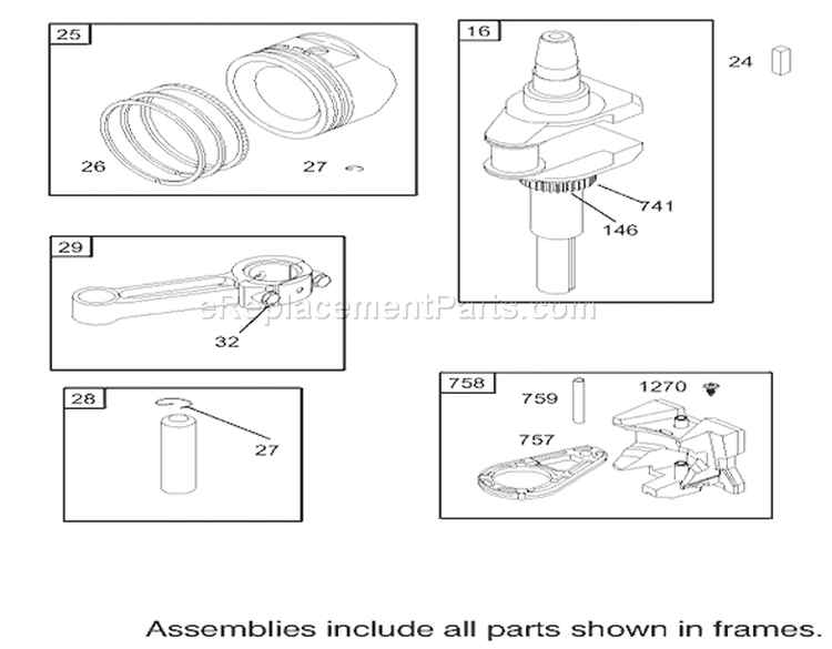 Crankshaft Assembly Diagram and Parts List for 74403 230000001-230999999 - 2003 Toro Lawn Tractor