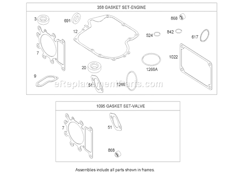 Gasket Assembly Diagram and Parts List for 74403 240000001-240999999 - 2004 Toro Lawn Tractor