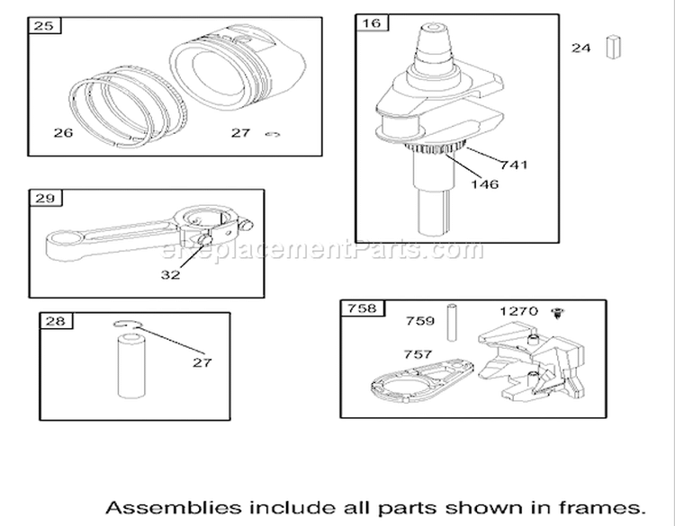 Crankshaft Assembly Diagram and Parts List for 74403 240000001-240999999 - 2004 Toro Lawn Tractor
