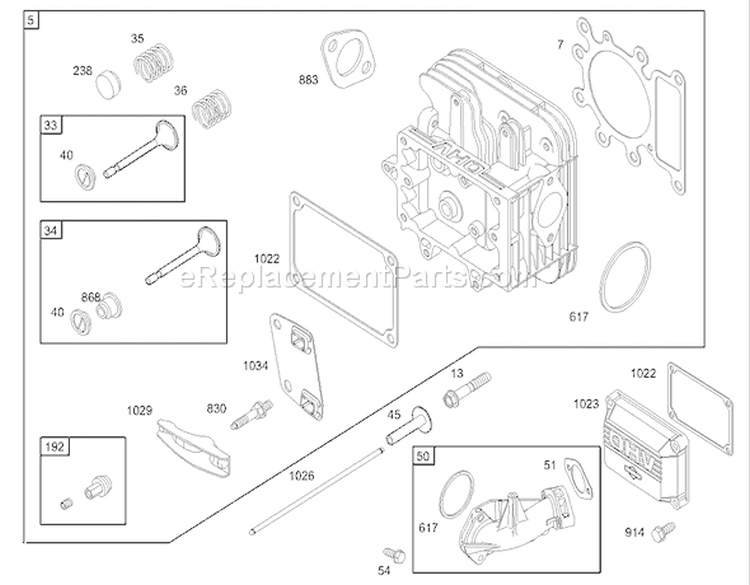 Cylinder Head Assembly Diagram and Parts List for 74403 240000001-240999999 - 2004 Toro Lawn Tractor