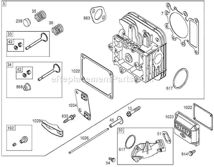 Cylinder Head Assembly Diagram and Parts List for 71427 250000001-250999999 - 2005 Toro Lawn Tractor
