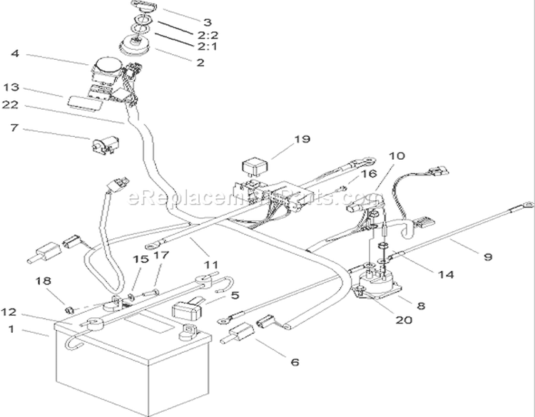 Electrical System Assembly Diagram and Parts List for 74403 250000001-250999999 - 2005 Toro Lawn Tractor
