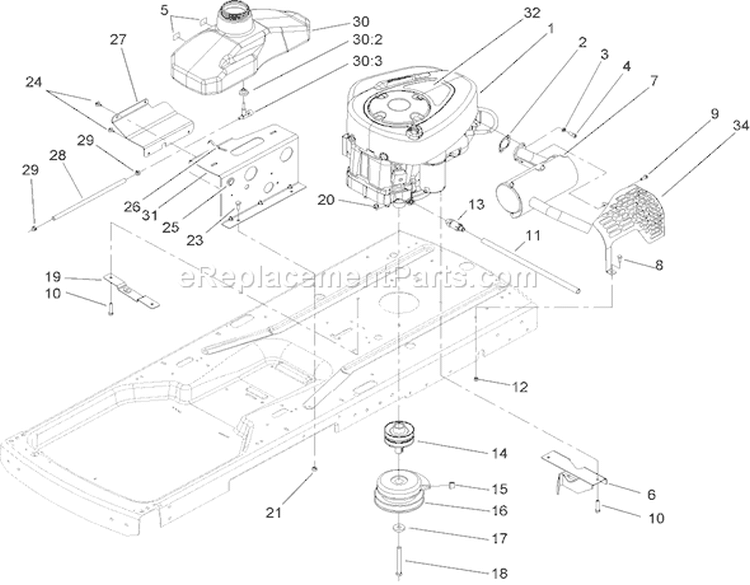 Engine Assembly Diagram and Parts List for 74403 250000001-250999999 - 2005 Toro Lawn Tractor