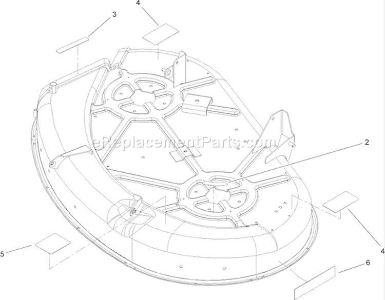 42 Inch Deck Decal Assembly Diagram and Parts List for 74403 250000001-250999999 - 2005 Toro Lawn Tractor