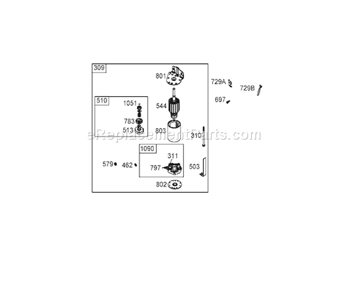 Starter Assembly Diagram and Parts List for 71427 250000001-250999999 - 2005 Toro Lawn Tractor