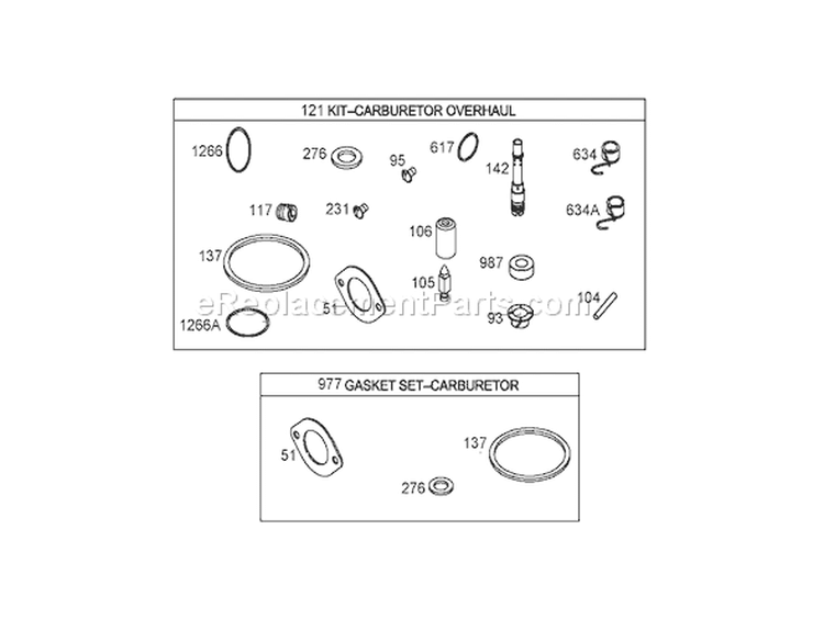 Carburetor Overhaul Kit Diagram and Parts List for 71427 250000001-250999999 - 2005 Toro Lawn Tractor