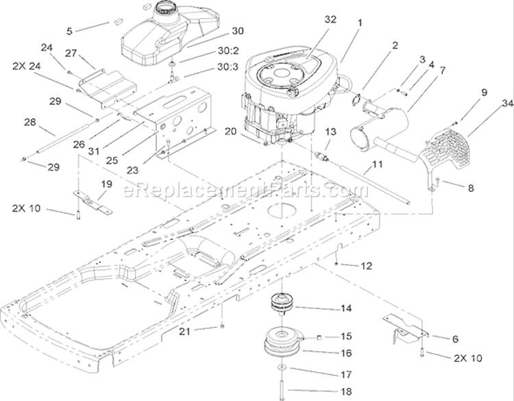 Engine Assembly Diagram and Parts List for 74403 260000001-260999999 - 2006 Toro Lawn Tractor