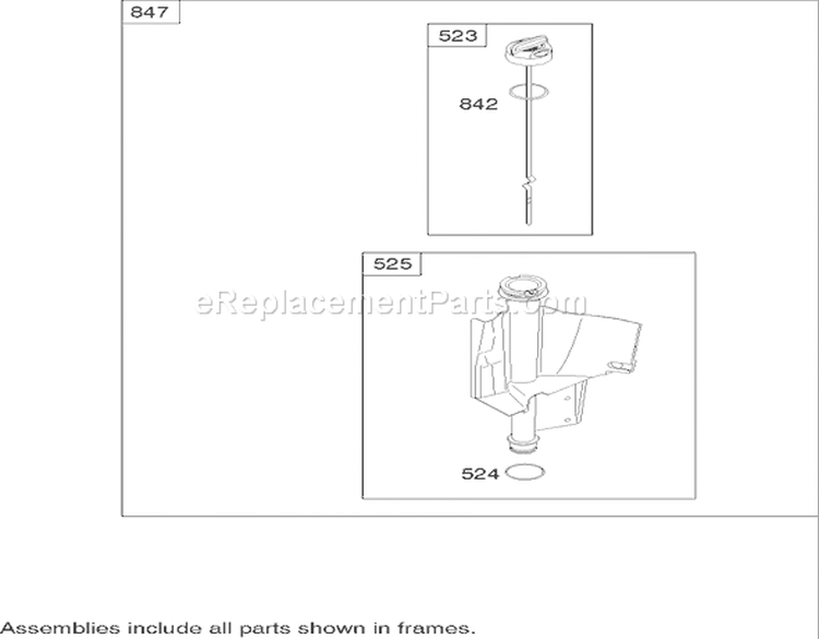 Oil Filter, Tube and Pump Assembly Briggs and Stratton 219907-0170-E1 Diagram and Parts List for 71209 250005001-250999999 - 2005 Toro Lawn Tractor