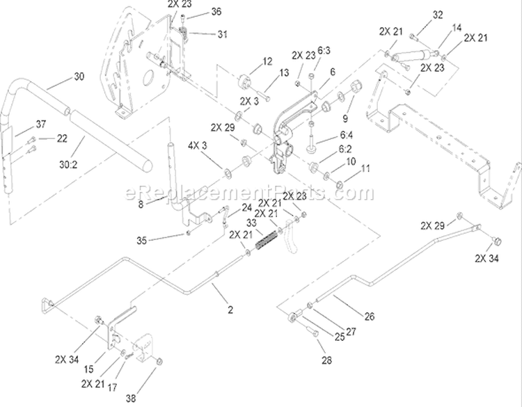 Control Assembly Diagram and Parts List for 74402 260000001-260999999 - 2006 Toro Lawn Tractor
