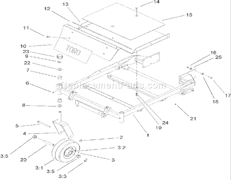 Front Frame Assembly Diagram and Parts List for 74405FR 240010001-240999999 - 2004 Toro Lawn Tractor