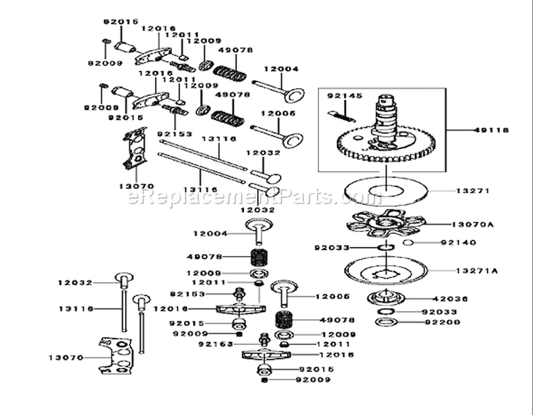 Valve / Camshaft Assembly Diagram and Parts List for 74405FR 240010001-240999999 - 2004 Toro Lawn Tractor