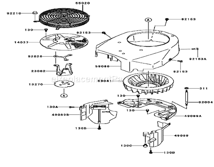 Cooling Equipment Assembly Diagram and Parts List for 74405FR 240010001-240999999 - 2004 Toro Lawn Tractor