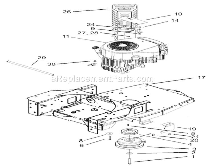 Engine and Clutch Assembly Diagram and Parts List for 74405 230000001-230999999 - 2003 Toro Lawn Tractor